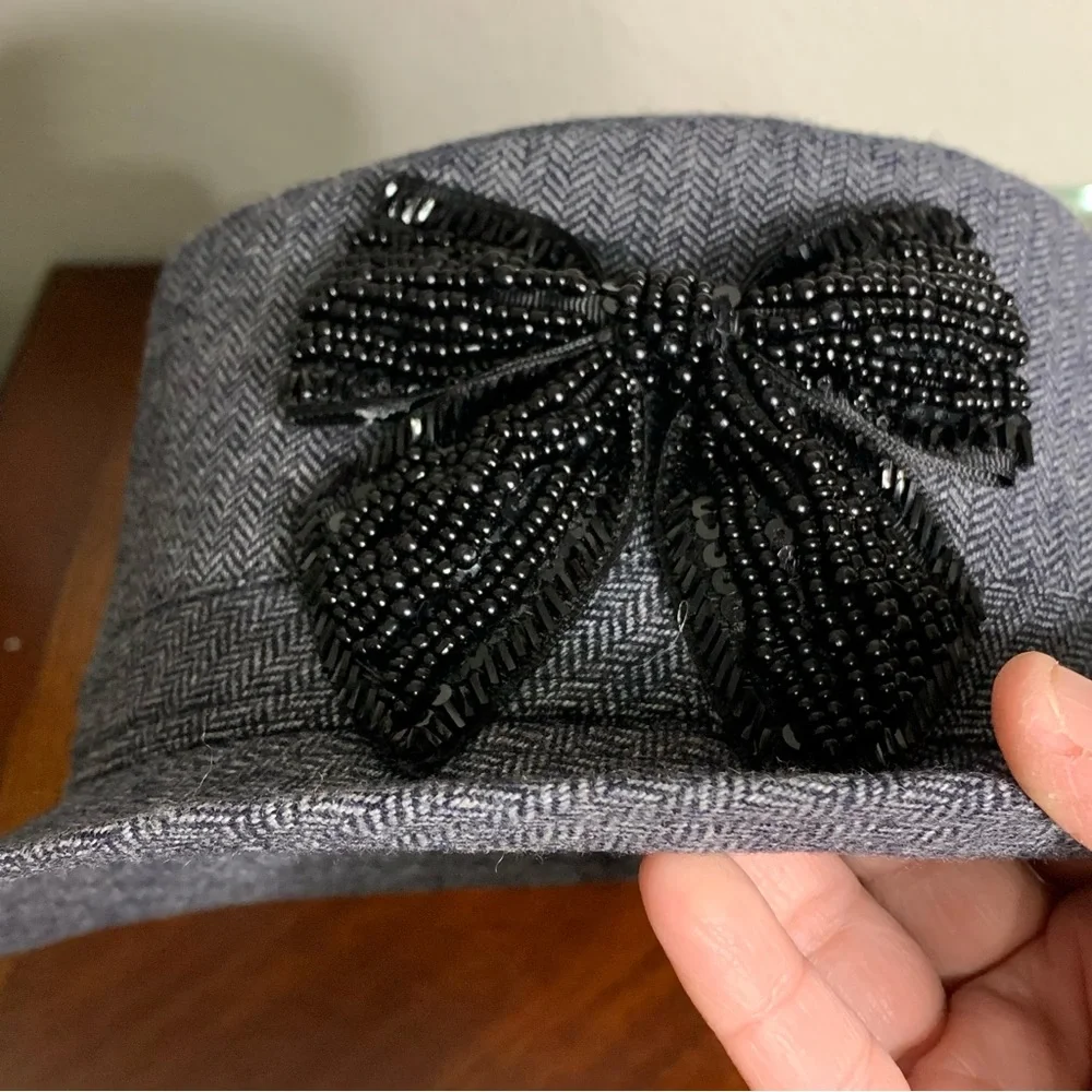 Winter Fedora with Embellished Beaded Bow